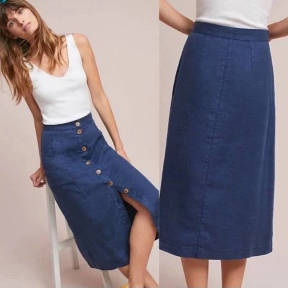 Anthropologie Akemi and Kin brand button front midi skirt pockets fits like a 4